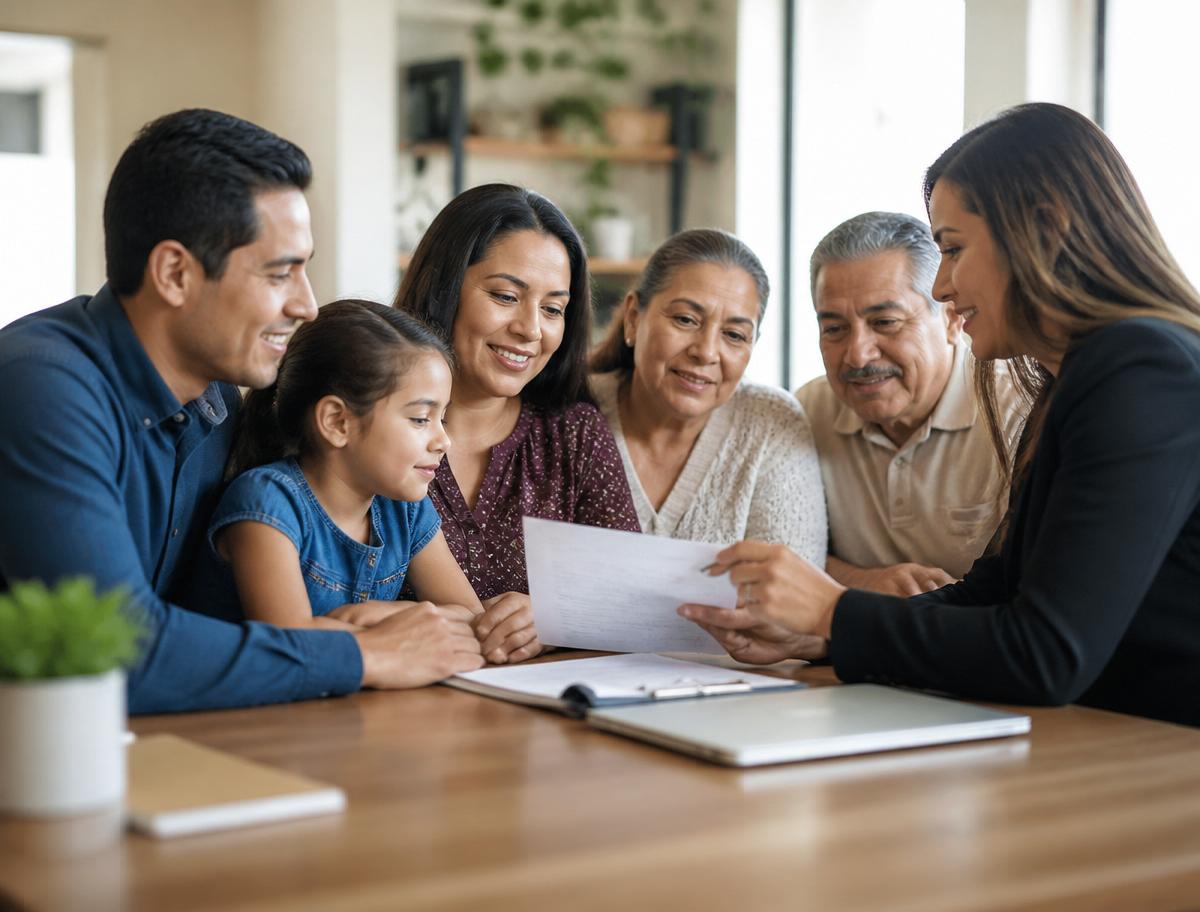 Family reviewing immigration documents with an advisor