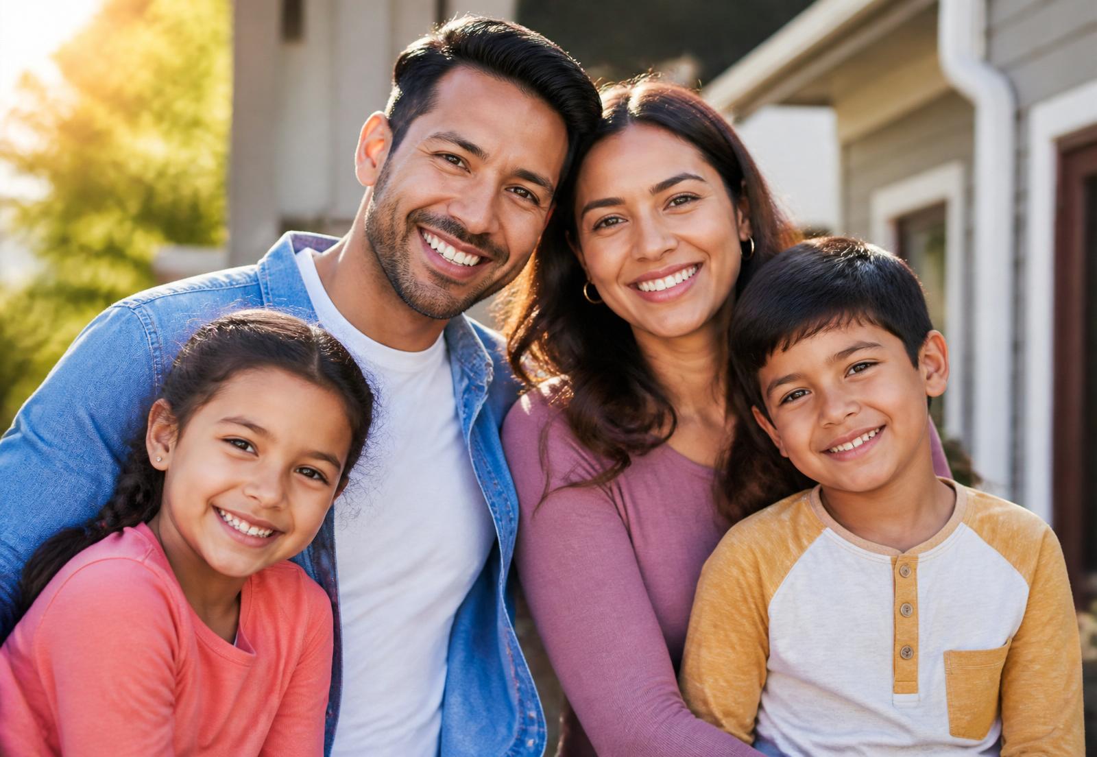 Happy diverse immigrant family smiling together outdoors